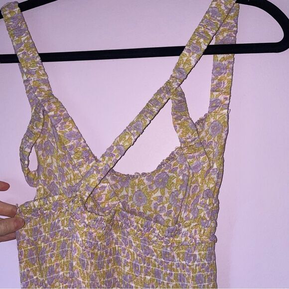 Free People XS Juniper Smocked Bodycon Slip Ditsy Floral Boho Swiftie - Picture 8 of 11